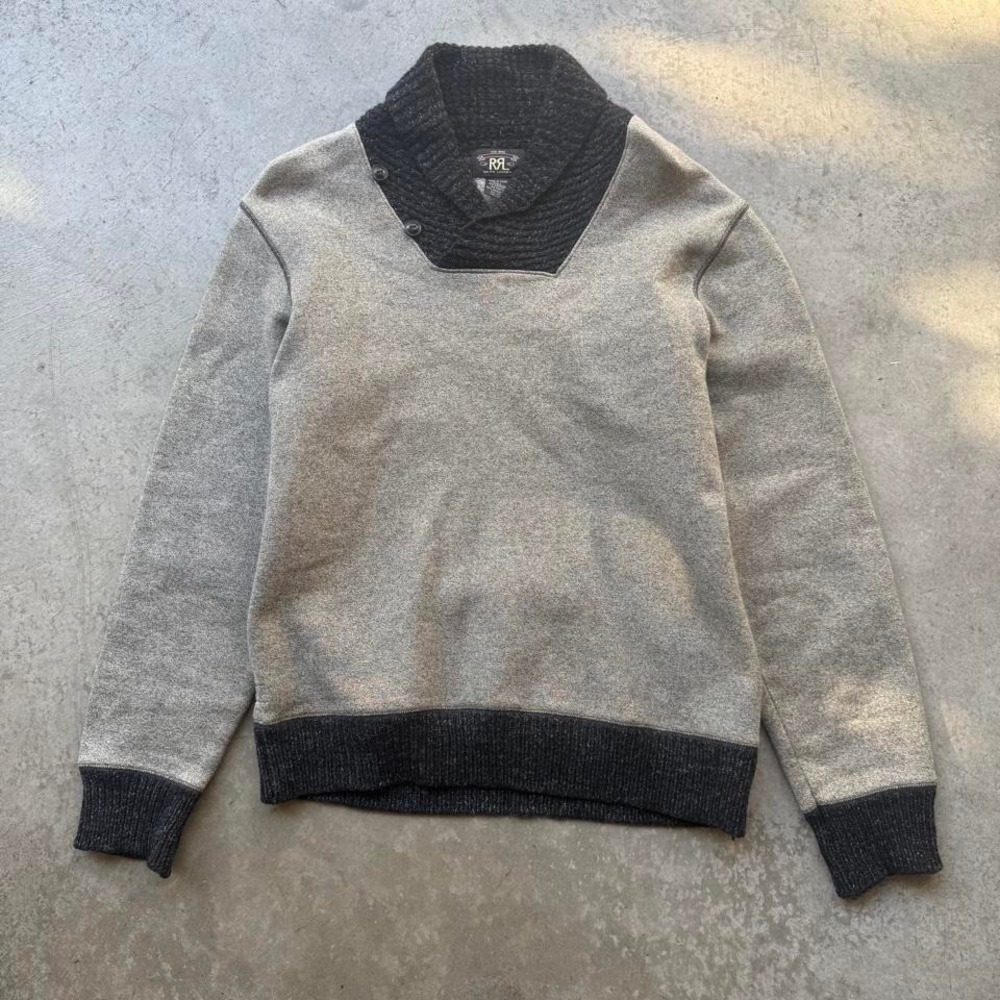 Polo Ralph Lauren Double RL RRL Sweater Gray Wool Blend Shawl Neck Sz M CARDIGAN